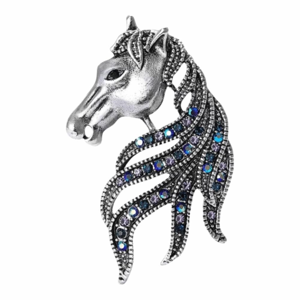 Luxury Rhinestone Horse Head Brooches Jewelry Accessories Suit Coat Brooch  Casual Party