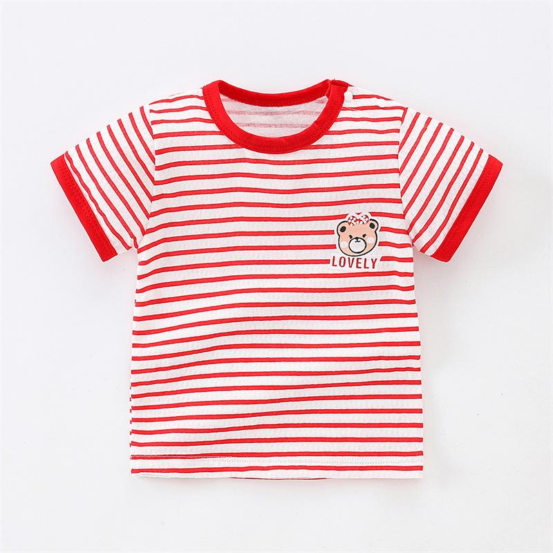 Детский топ из чистого хлопка с короткими рукавами, летняя тонкая детская одежда для маленьких девочек, футболка для детей 0 лет, 1 мальчика, 3 детей, дети с половиной рукавов