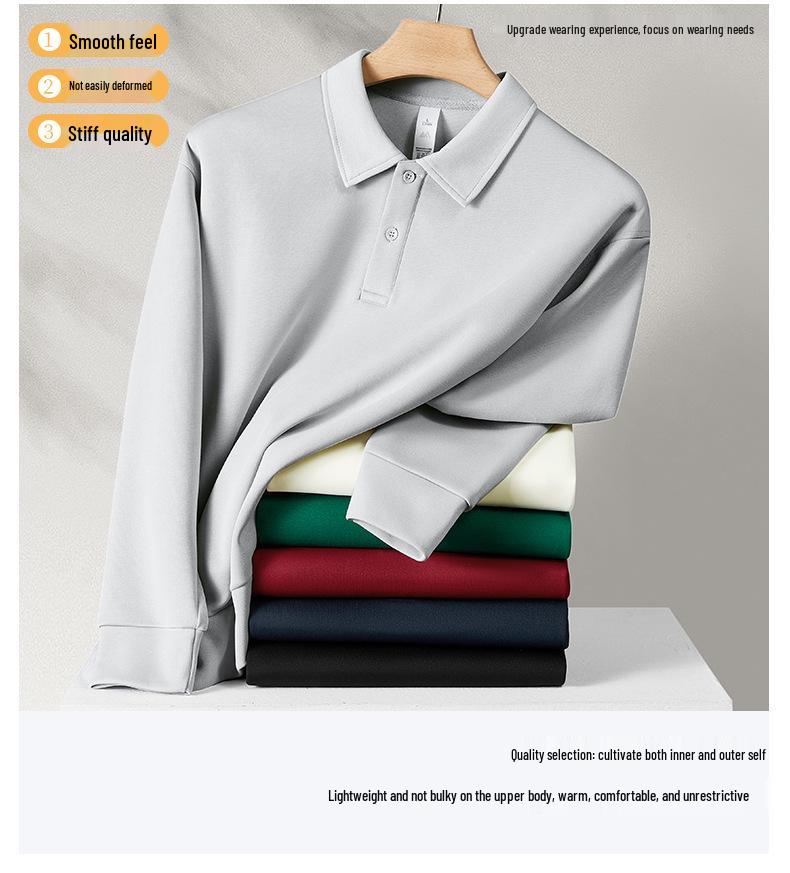 Унисекс свитшот с лацканами из ткани Air Layer, однотонный, с длинным рукавом, 350 г, модель 6502.