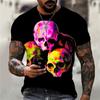 Summer Men's Fashion Casual O Neck Vintage T Shirt Clothing 3d Horror Skull Print T Shirt Harajuku Oversized Short Sleeve Top