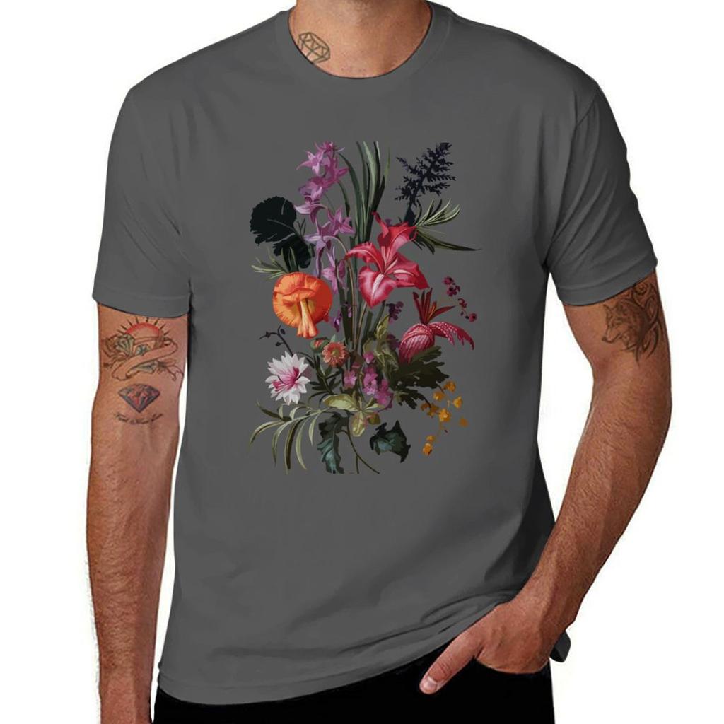 Colorful Vintage Botanical TShirt Work Wear Breathable Tee