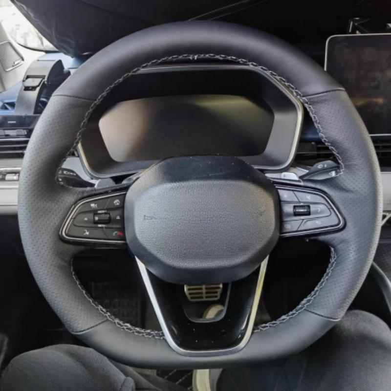 Чехол на руль автомобиля из микрофибры и кожи с вентиляцией для Geely Monjaro Okavango - 2024 Atlas Emgrand D Автоаксессуары