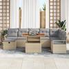 9-piece Garden Sofa Set with Beige Poly Rattan Cushions, 2-seater Garden Sofa with Poly Cushions 3360011