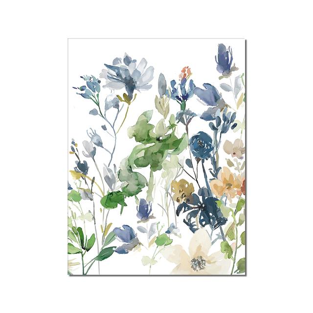 Оригинальный дизайн, абстрактный синий цветок, холст, картина, скандинавское зеленое растение, печать плакатов, настенная живопись для гостиной