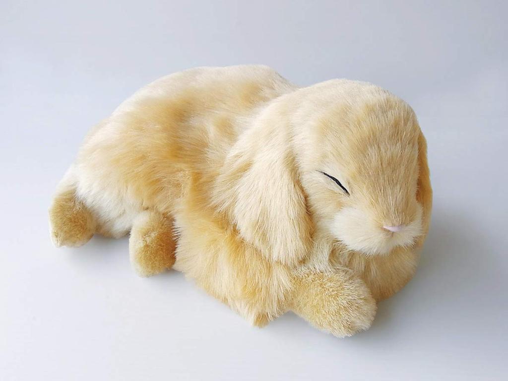 Ninian and Kino Perfect Pet Rabbit Plush Perfect Cute Bunny (Small) Lop-Eared (Beige) Toy, Realistic, Lifelike, Animal, Soothing, Moving, Gift,