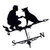 Metal Weather Vane Ornaments Suitable for Gardens Roofs Man and Dog Designs Iron Construction Wind Direction Indicators