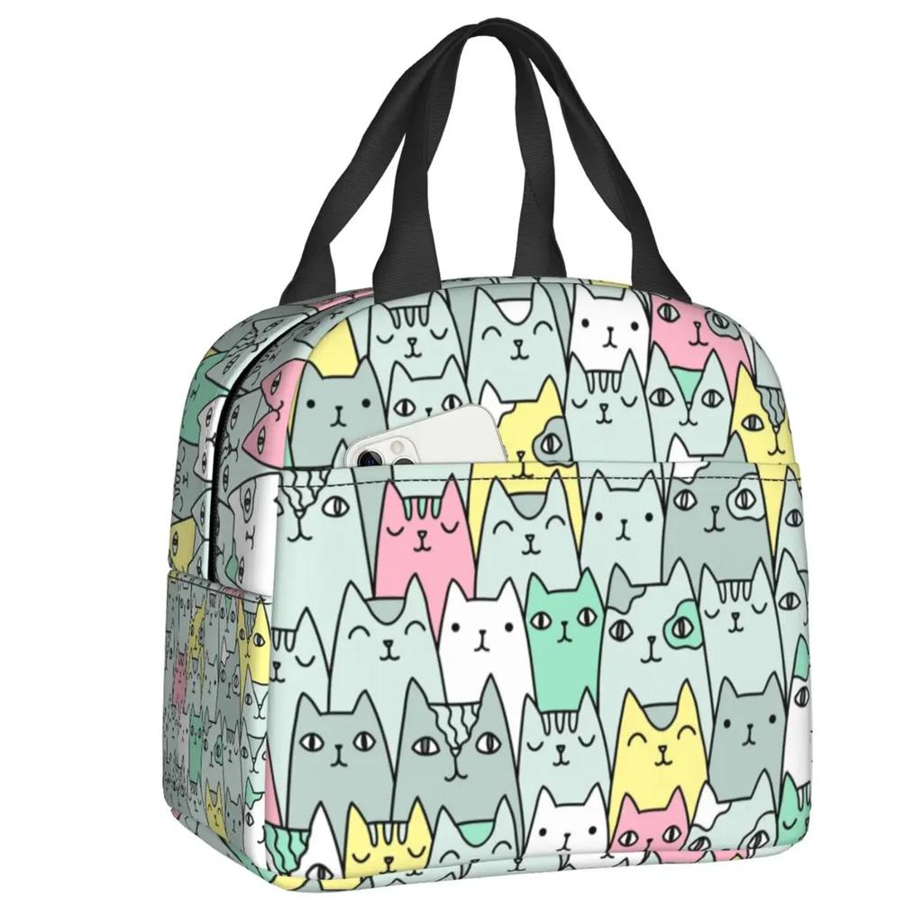 Ланч-бокс Kawai Cats для женщин, герметичный, милый, с изображением животных и котят, термосумка для еды, офисная работа