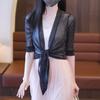 Women Sunscreen Shirt Long Sleeve Solid Color Loose Fit Sunscreen Cardigan with Lace-up Breathable Thin Coat