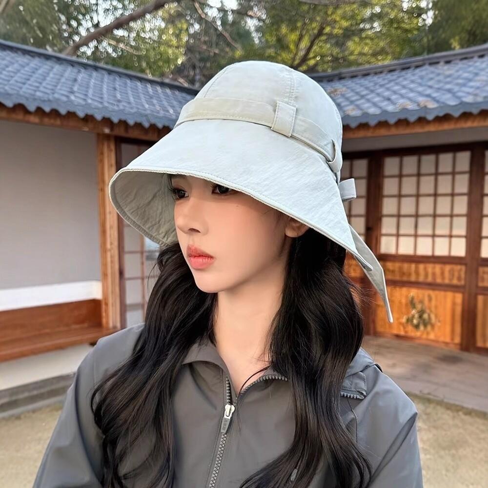 Stylish Large Brim Bucket Hat Thin Breathable Sun Hat Foldable Summer Cap Women