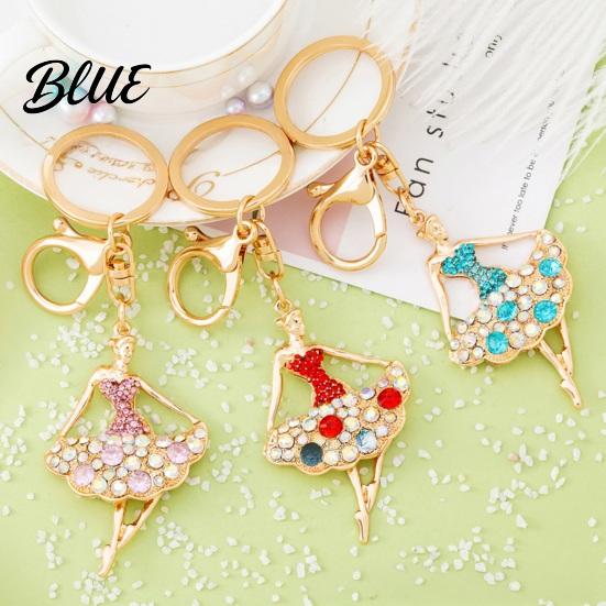 Sparkling Keychain Ballerina Rhinestones Ballet Dancer Key Ring for Women