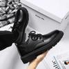 Men Korea Leather Platform Oxfords Slip On Thick Tottom Male Derby Shoes Casual Loafers Mens Square Toe Formal Dress Shoes