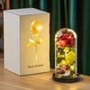 Artificial Flowers LED Red Rose Creative Rose In Glass Cover with Stand Luminous Flower Ornament Mother's Day Christmas Gifts