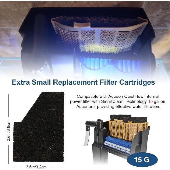 Small Aquarium EcoRenew Filter Cartridges Replacement for Aqueon QuietFlow Internal Power Filter with SmartClean Technology 15 Gallon Aquarium, Fish