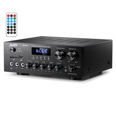 Система усиления мощности Moukey MAMP1 с микрофоном 220 Вт Bluetooth Двухканальный звуковой стереоприемник с ЖК-дисплеем для домашнего кинотеатра