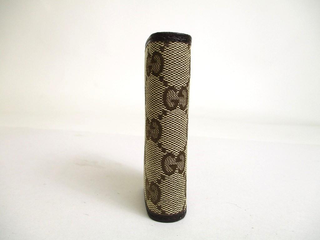 Authentic GUCCI GG Beige Canvas Brown Leather 6 Pics Key Chain #a539  Refurbished