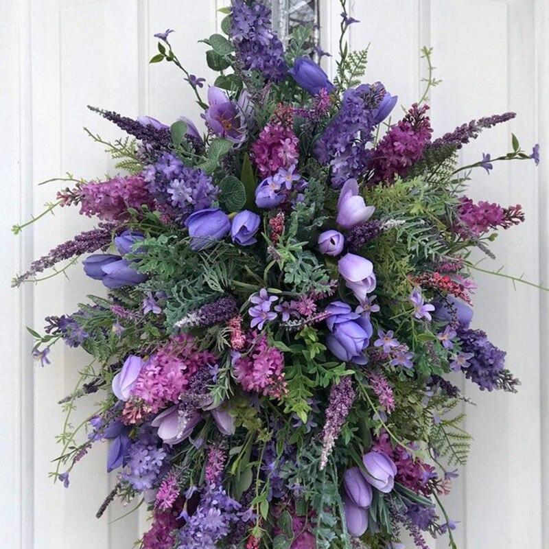 Artificial Spring Wreath Decor Wreath Home Decoration Spring Wreath Flower Wreath Floral Spring Artificial Wreaths