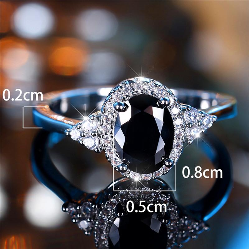 Милое женское черное овальное обручальное кольцо с цирконием, модный цвет, свадебные украшения для невесты, подарок для женщин