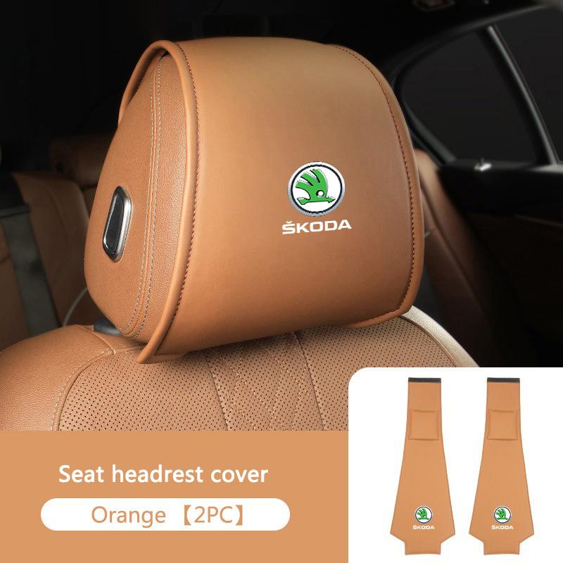 2pcs Car Headrest Cover Auto Head Headrest Cushion Neck Pillow Case For Skoda SUPERB RAPID KAROQ FABIA YETI Octavia KAMIQ KODIAQ