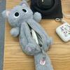 Gray Plush Cat Pen Bag Cute Desktop Cartoon Stationery Storage Bag Pencil Case