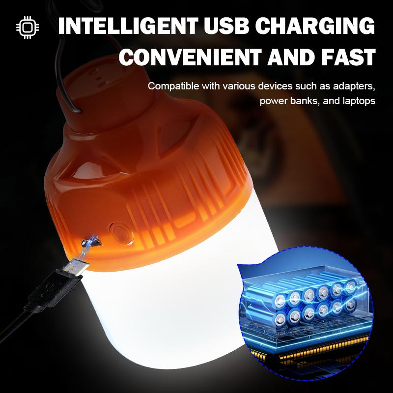 Наружные светодиодные лампочки с USB-зарядкой, суперяркий аварийный свет с крючком, портативный фонарь для кемпинга, рыбалки, ночные огни