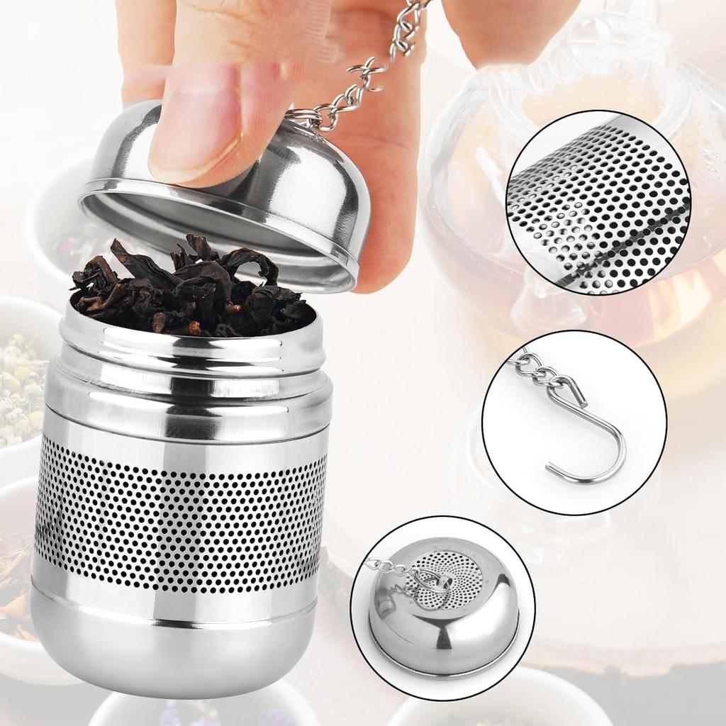 1pcs Stainless Steel Tea Strainer Tea Filter  Ultra-fine Meshthin Tennis Rack Chain Hook and Lid Washable & Reusable Filter Bag Diffuser