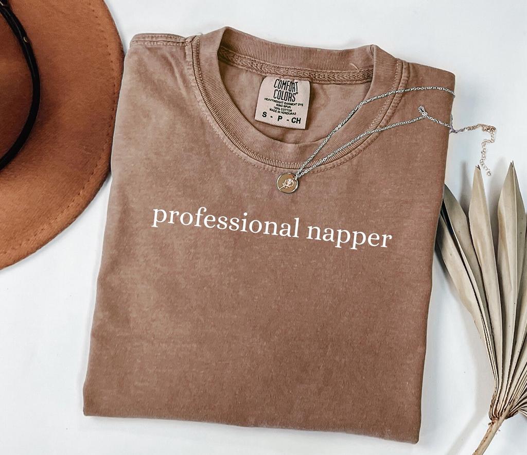 Professional Napper Shirt, Funny Sleep T-Shirt, Lazy Day Tee, Humor Graphic Shirt, Sleep Lover Gift Tee, Pajama Top, Relaxing Weekend Shirt