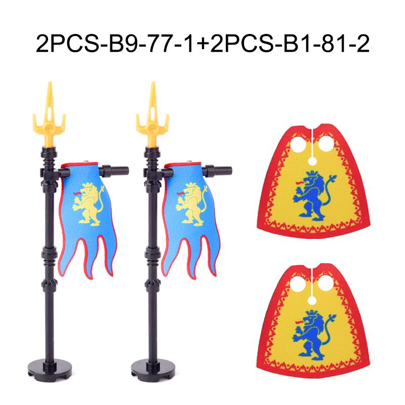 Средневековая Военная Война Армия Замок Рыцарь Солдат Фигурки Строительные Блоки Оружие Плащ Шлем Наплечник Флаг Воин Щит