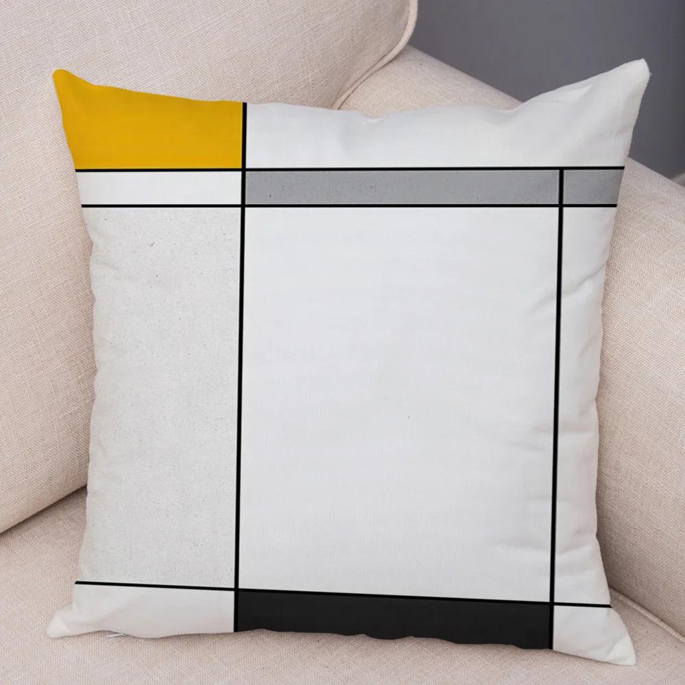Piet Mondrian Geometric Line Color Block Pillowcase Soft Plush Throw Cushion Cover Decor Nordic Style Pillow Case for Sofa Home