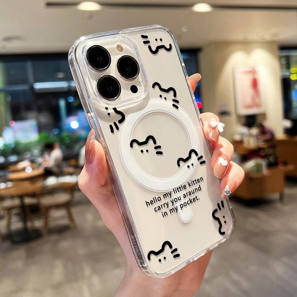 Магнитный чехол для телефона для iPhone 12 14 16 17 Pro 17 16 15 14 13 12 Pro Max 12 13 14 15 16 Высококачественный противоударный чехол Полная защита Милый стиль