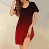 Womens Summer Dresses Short Sleeve Linen Casual T-Shirt Dresses Swing Beach Midi Dress Sundresses With Pockets