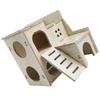 Wooden Hamster House Toy Bite Resistant Hamster Hideout House for Hamster Accessories Skipping Villa, 16x16x5cm