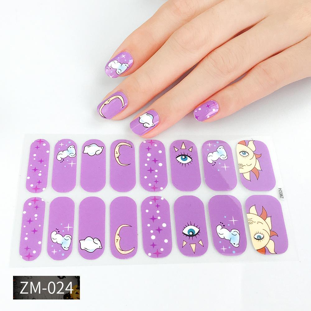 ZM Full Cover No-Cure Gel Nail Wraps, Halloween Style Autumn Winter Nail Stickers, Nail Patch Films