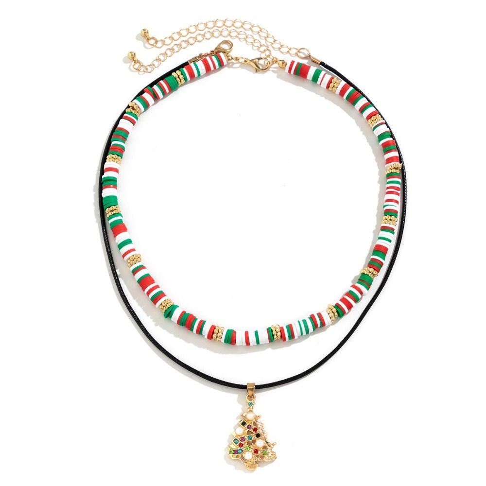 2/3/4pcs/set Santa Rice Beaded Chain Cartoon Cartoon Pendant Choker Women