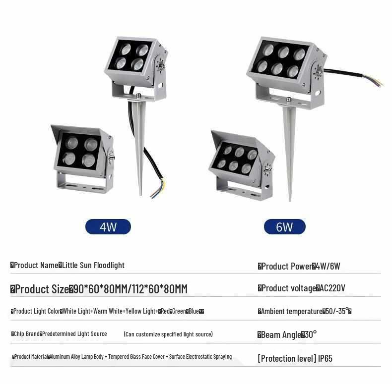 LED Floodlight Outdoor Waterproof Spotlight for Wall, Pillar, or Tree