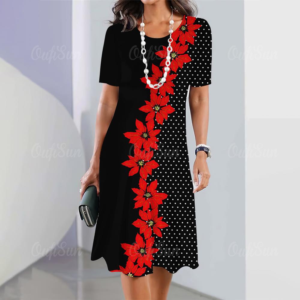 Новые женские платья с принтом бабочек и цветов, элегантные платья миди, летнее цельное платье больших размеров для женщин