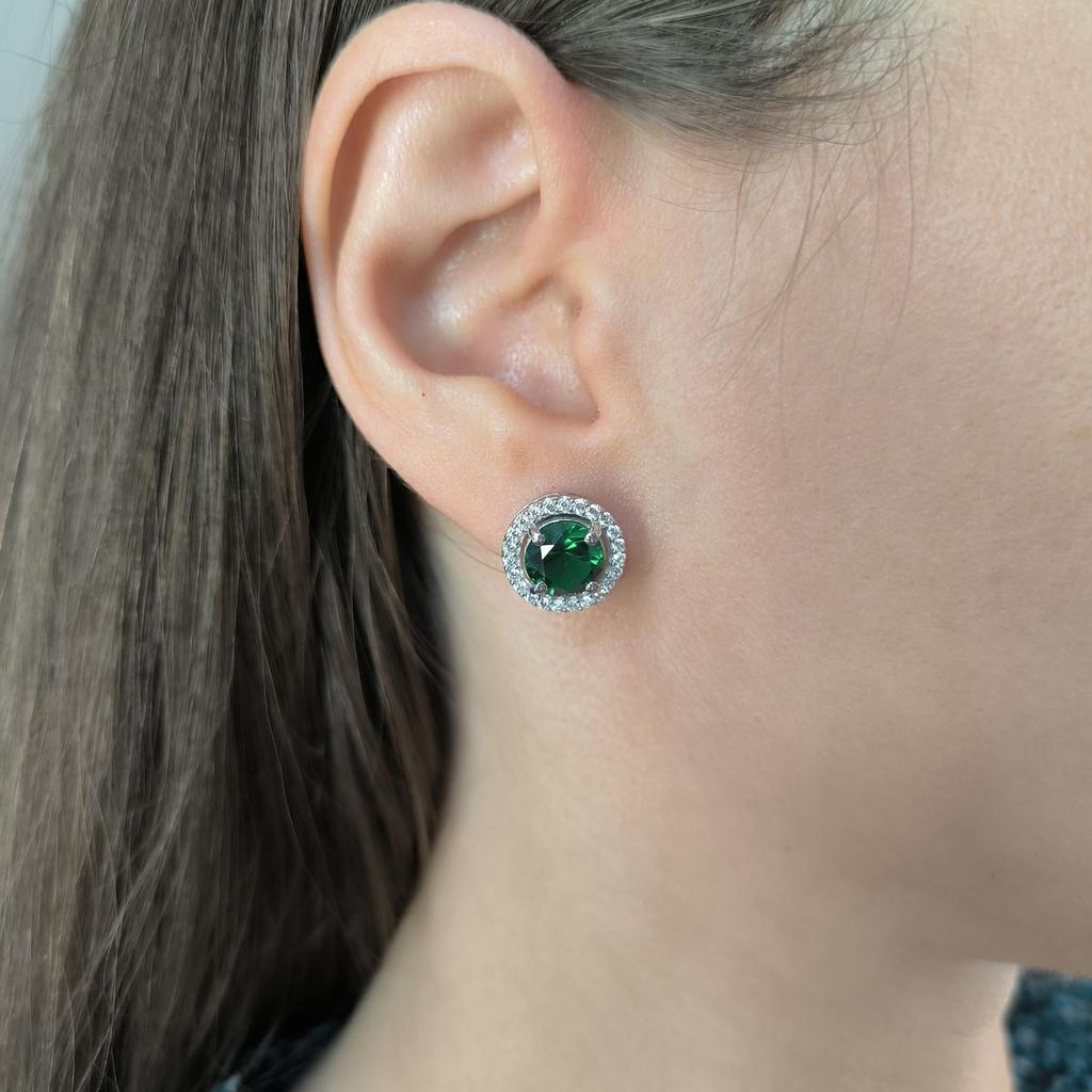 Серебряные серьги с изумрудом nano 3.982ct (2192060)