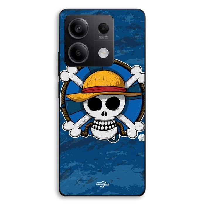 Coque de téléphone - MANIACASE - Xiaomi Redmi Note 13 5G - Silicone TPU - Tête de mort One Piece - Fond bleu manga