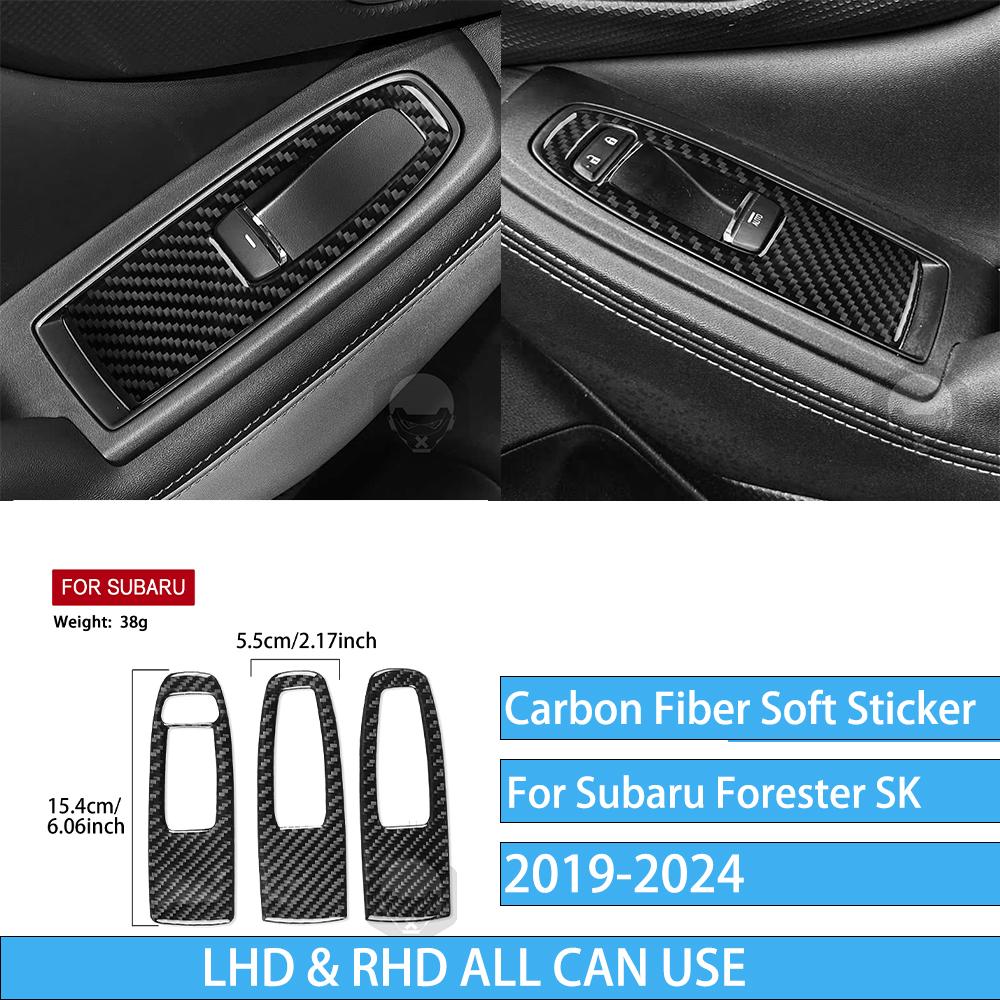 Real Carbon Fiber Car Accessories Gear Air Vent Set Trim Cover Soft Sticker For Subaru Forester SK      2024