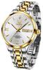 OLEVS Mechanical Date Stainless Day White Men's Wristwatch, Automatic/Hand-Winding, Waterproof, Luminous, Display, Steel, Father's Gift,