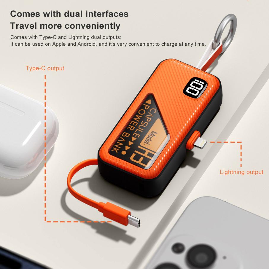 Портативный внешний аккумулятор 5000 мАч, капсульный внешний аккумулятор, быстрая зарядка, большая емкость, компактное и портативное зарядное устройство