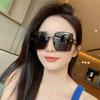 New Women's Frameless Retro Sunglasses - Trendy European and American Fashion, Anti-UV
