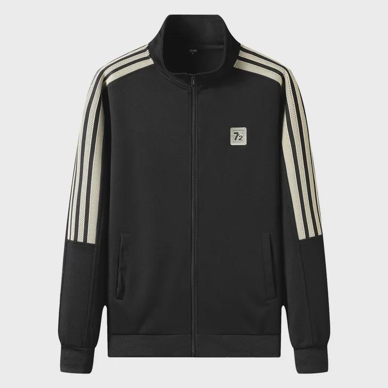 Осенний мужской полосатый кардиган и куртка, спортивный повседневный костюм из двух частей