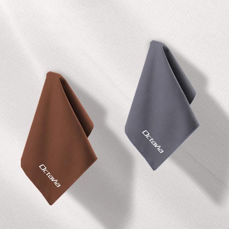 NTHX6 1Pcs Suede Car Wash Towel Microfiber Cleaning Rag Cloth For Skoda Octavia RAPID Superb Fabia Kodiaq Kamiq Karoq Auto Accessories