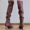 Высокие каблуки выше колена женские высокие сапоги модные замшевые туфли с острым носком зима 2025 тренд элегантные туфли для вечеринок сексуальные Botas Mujer