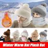 Winter Ear Protection Cycling Hat Scarf Set Plush Velvet Hats Beanies Hat Neck Warmer