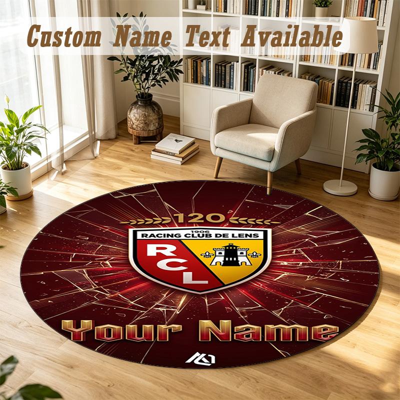Round Rug Custom Nameracing club de lens Pattern Non Slip Carpet Home Floor Decor