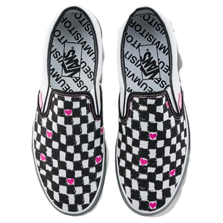 Vans Музейный посетитель X Слипоны Повседневные Удобные Прочные Низкие Кеды для Скейтбординга Унисекс Кроссовки Черные Белые VN000CT5BPA