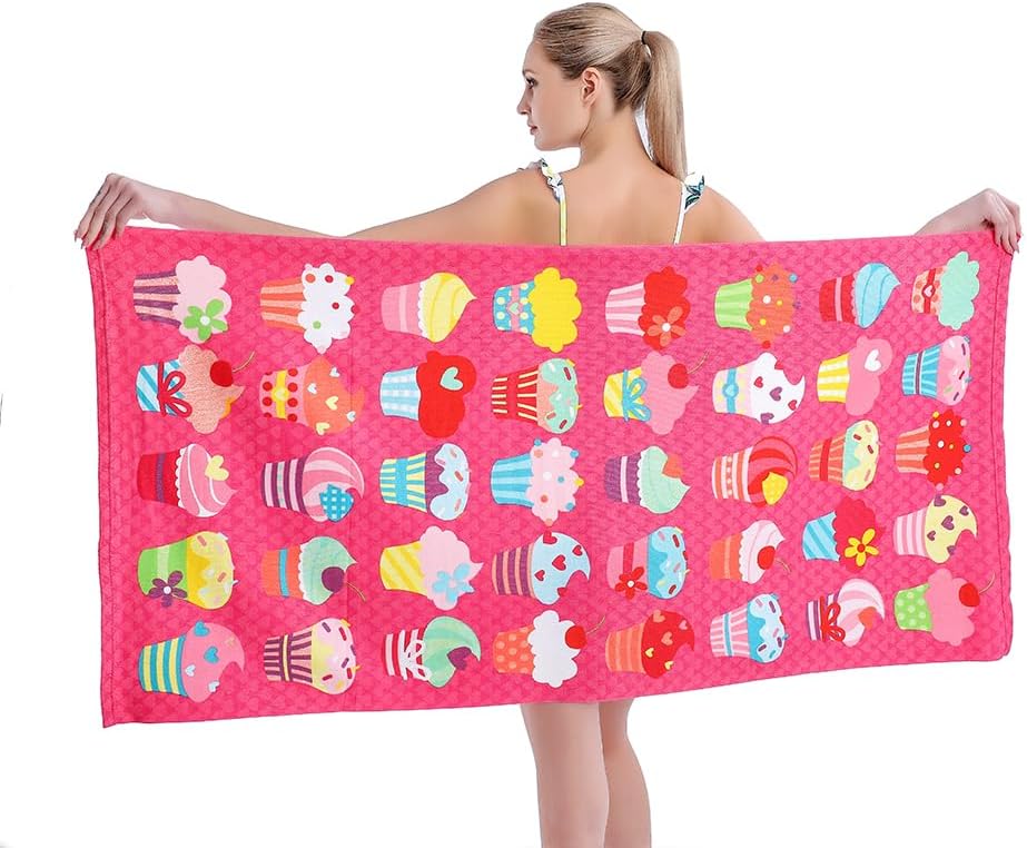 Beach Towel Microfiber Lightweight Sand Free Absorbent Quicy Dry Green Flower Travel Towels Swim Pool Yoga Gym Camping Adults
