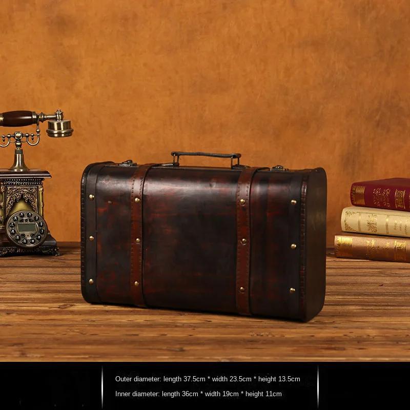 Деревянный антикварный ящик для хранения, средневековый винтажный чемодан, сундук с сокровищами, ожерелья, ювелирные изделия, подарочная коробка с замком, большая фотокоробка