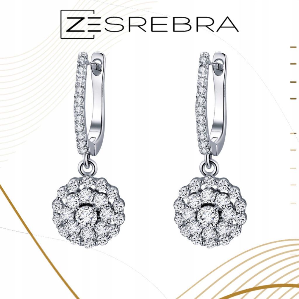 Elegant S925 Earrings With Large English Zircon, Long Hanging